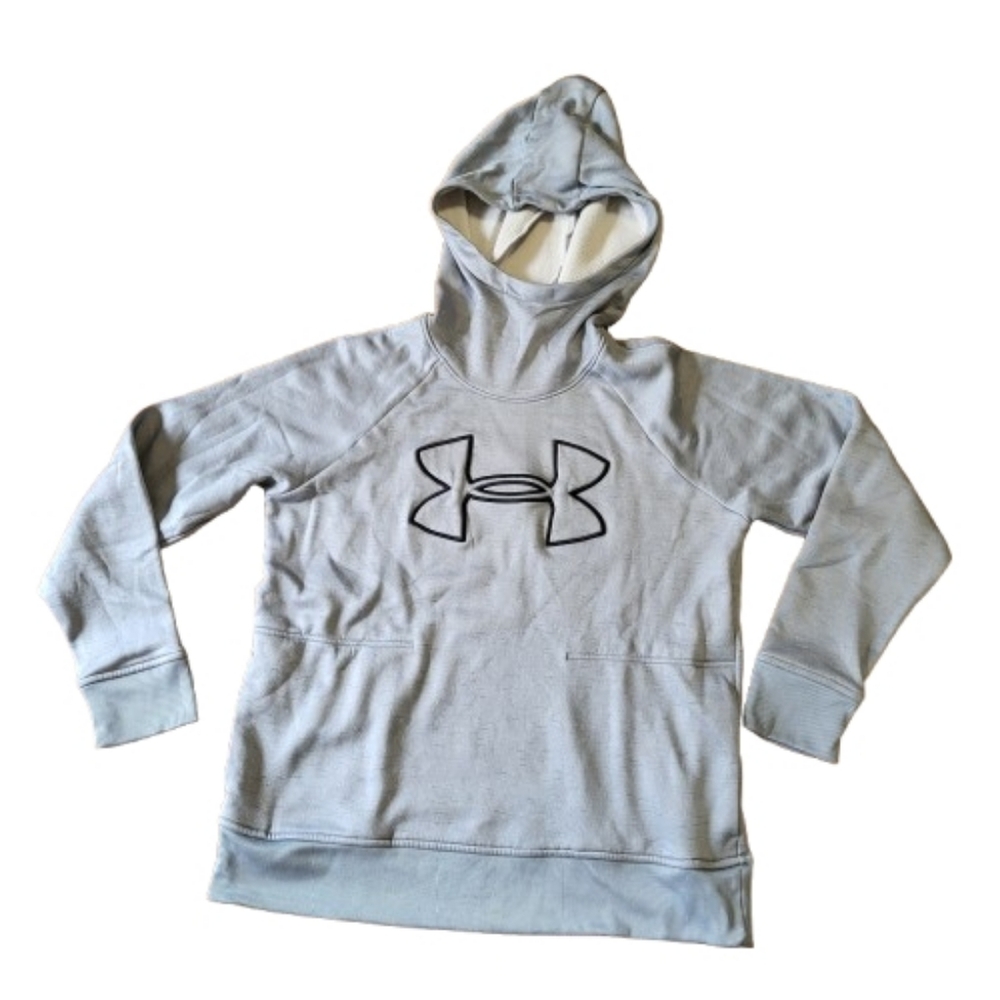 Under Armour ColdGear‎ Hoodie Sweatshirt Big Logo Loose Grey Women's Size Large